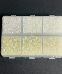 Nail Charm Pearls Box/ 2 Colors/ Mix Size 1.5 mm, 2mm, 3mm